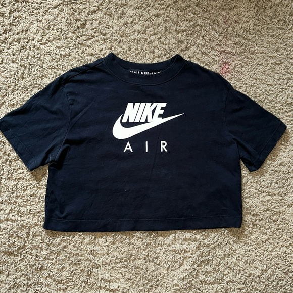 Womens Nike air crop top crop tee black white size small Nike swoosh - Picture 1 of 3